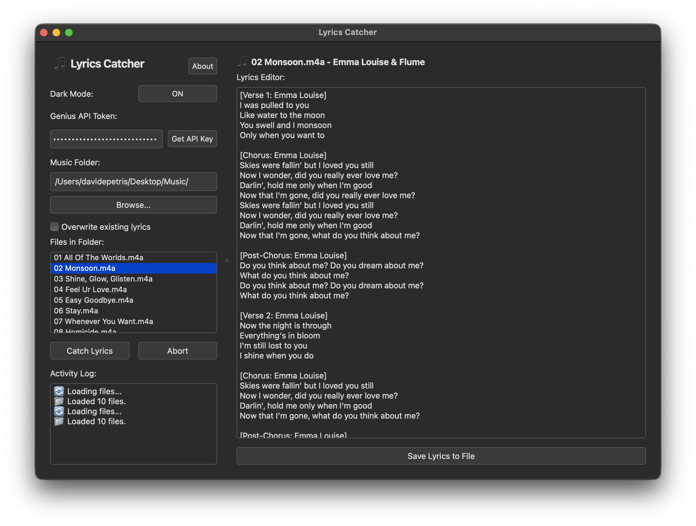 Lyrics Catcher Screenshot